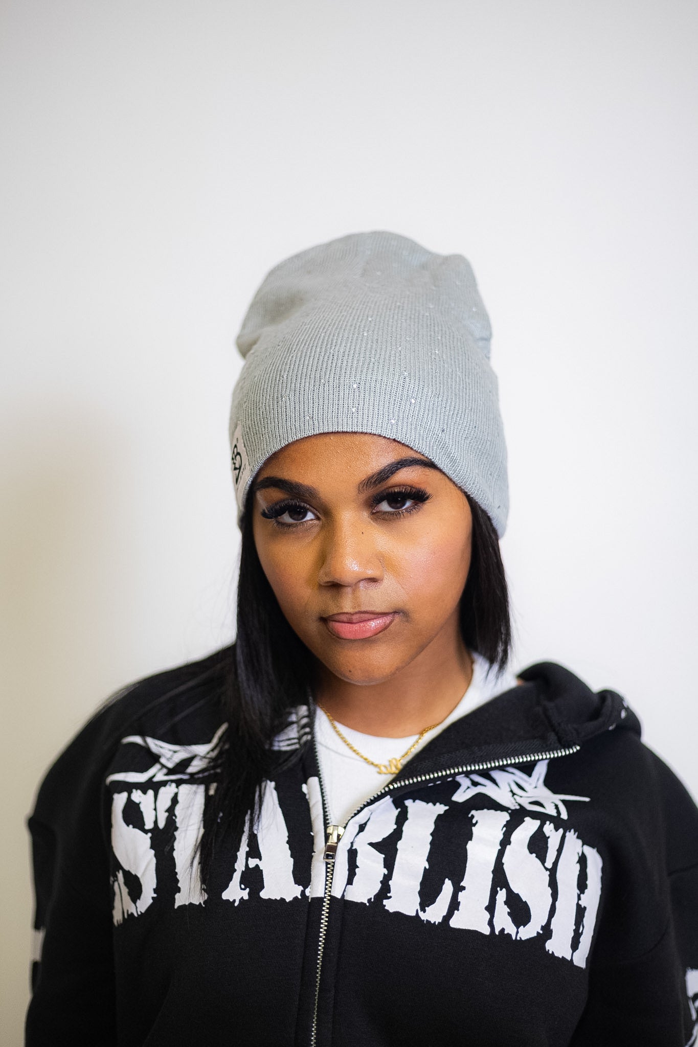 GRAY SILK BEANIE