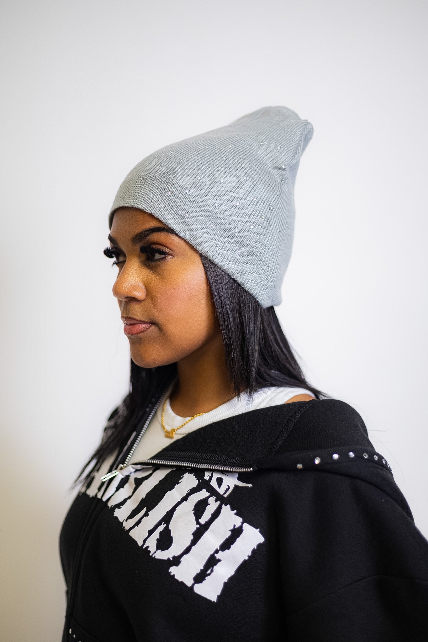 GRAY SILK BEANIE